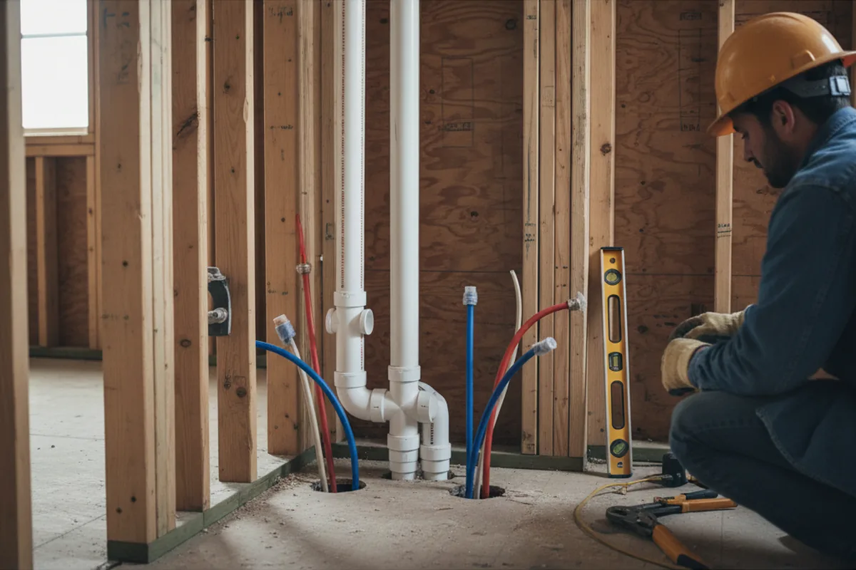 Drain and supply rough-in during Sump Pump Repair in Mary Esther