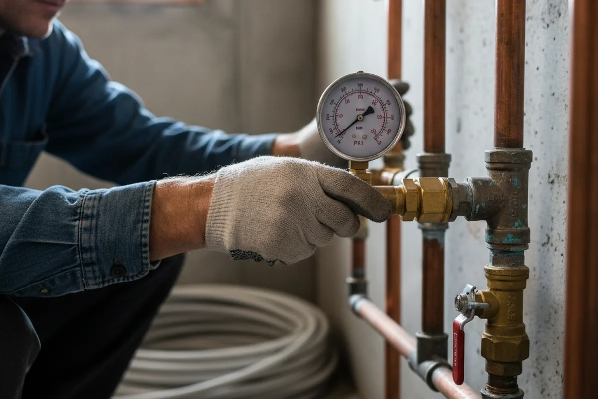 Pressure testing a repaired line during Water Line Repair in Mary Esther